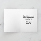 スーパーヒーロー漫画スピーチバブルボーイフォト誕生日C カード (内部)