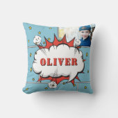 スーパーヒーロー漫画スピーチバブルボーイフォト クッション (正面)