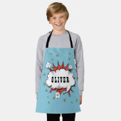 スーパーヒーロー漫画スピーチバブルボーイ名 エプロン (着用した状態)
