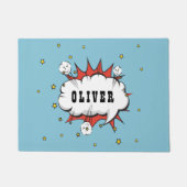 スーパーヒーロー漫画スピーチバブルボーイ名 ドアマット (正面)