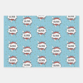 スーパーヒーロー漫画スピーチバブルボーイ名 ラッピングペーパーシート (正面3)