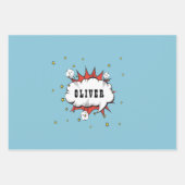 スーパーヒーロー漫画スピーチバブルボーイ名 ラッピングペーパーシート (正面)