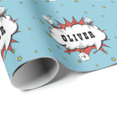 スーパーヒーロー漫画スピーチバブルボーイ名 ラッピングペーパー (ロールコーナー)