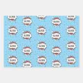 スーパーヒーロー漫画スピーチバブルレッドボーイ名 ラッピングペーパーシート (正面2)