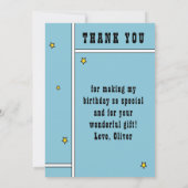 スーパーヒーロー漫画スピーチバブル誕生日 サンキューカード (裏面)