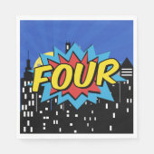 スーパーヒーロー漫画スピーチバブル4th誕生日パーティー スタンダードランチョンナプキン (正面)