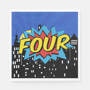 スーパーヒーロー漫画スピーチバブル4th誕生日パーティー スタンダードランチョンナプキン