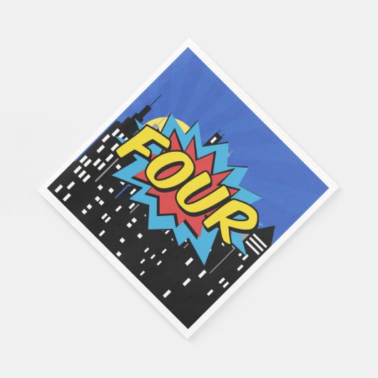 スーパーヒーロー漫画スピーチバブル4th誕生日パーティー スタンダードランチョンナプキン (角)