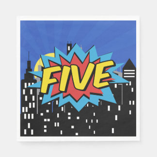 スーパーヒーロー漫画スピーチバブル5thバースデーパーティー スタンダードランチョンナプキン