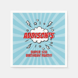 スーパーヒーロー漫画バースデーパーティーペーパーナプキン スタンダードカクテルナプキン