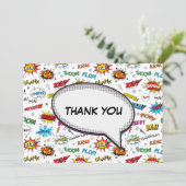 スーパーヒーロー漫画パターンサンキューカード 招待状 (スタンド正面)