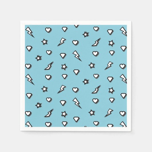 スーパーヒーロー漫画パターン誕生日紙ナプキン スタンダードカクテルナプキン (正面)