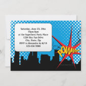 スーパーヒーロー漫画フォトボーイズ1st誕生日パーティー 招待状 (裏面)