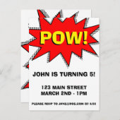 スーパーヒーロー漫画ブックをテーマにした招待状テンプレート インビテーションポストカード (正面/裏面)