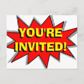 スーパーヒーロー漫画ブックをテーマにした招待状テンプレート インビテーションポストカード (裏面)