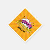 スーパーヒーロー漫画ブックガールかわいい誕生日 スタンダードカクテルナプキン (角)