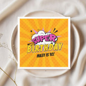 スーパーヒーロー漫画ブックガールかわいい誕生日 スタンダードカクテルナプキン