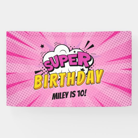 スーパーヒーロー漫画ブックガールズ誕生日 横断幕 (横)