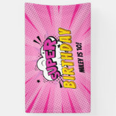 スーパーヒーロー漫画ブックガールズ誕生日 横断幕 (縦)