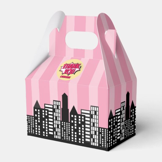 スーパーヒーロー漫画ブックスタイルガールピンク誕生日 フェイバーボックス (正面サイド)