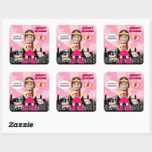 スーパーヒーロー漫画ブックスタイルガール誕生日写真 スクエアシール (シート)