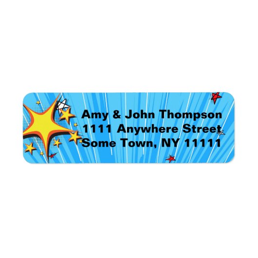 スーパーヒーロー漫画ブックスタイル採用パーティー用品 ラベル (正面)