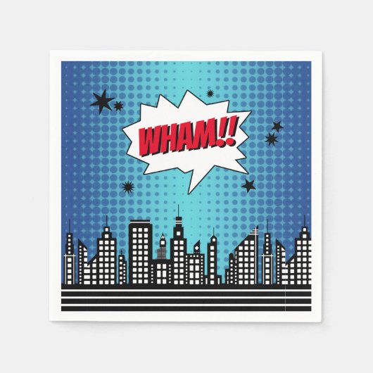 スーパーヒーロー漫画ブックニーエイジ誕生日 スタンダードカクテルナプキン (正面)