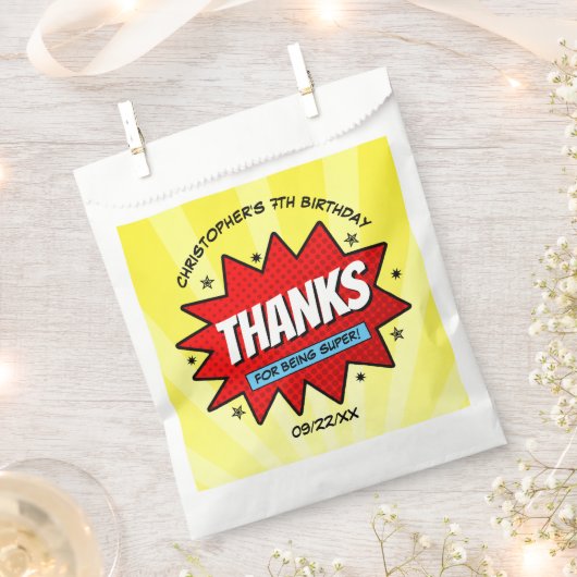 スーパーヒーロー漫画ブックニーエイジ誕生日 フェイバーバッグ (クリップ留めされた状態)