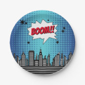 スーパーヒーロー漫画ブックニーエイジ誕生日 ペーパープレート (正面)