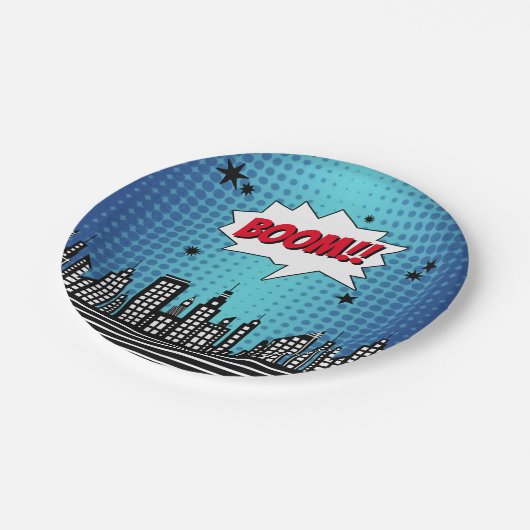 スーパーヒーロー漫画ブックニーエイジ誕生日 ペーパープレート (アングル)