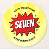 スーパーヒーロー漫画ブックニーエイジ誕生日 ラウンドペーパーコースター (正面)