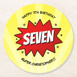 スーパーヒーロー漫画ブックニーエイジ誕生日 ラウンドペーパーコースター