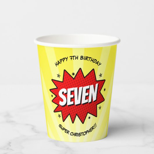 スーパーヒーロー漫画ブックニーエイジ誕生日 紙コップ (裏面)