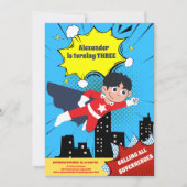 スーパーヒーロー漫画ブックバースデーパーティー 招待状 (正面)