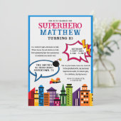 スーパーヒーロー漫画ブックボーイズ誕生日 招待状 (スタンド正面)