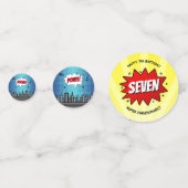 スーパーヒーロー漫画ブック任意の年齢誕生日写真 コンフェッティ (裏面)