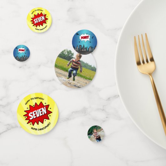 スーパーヒーロー漫画ブック任意の年齢誕生日写真 コンフェッティ (グループ)