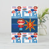 スーパーヒーロー漫画ブック子供の誕生日招待状 招待状 (スタンド正面)