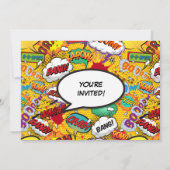 スーパーヒーロー漫画ブック誕生パーティーの写真インビタティ 招待状 (裏面)