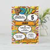 スーパーヒーロー漫画ブック誕生パーティー 招待状 (スタンド正面)