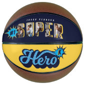 スーパーヒーロー漫画ブック#1パパカスタムフォトモノグラム バスケットボール (正面)