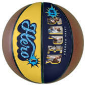 スーパーヒーロー漫画ブック#1パパカスタムフォトモノグラム バスケットボール (縦)