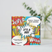 スーパーヒーロー漫画ベビーシャワー招待状 案内状 (スタンド正面)