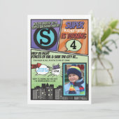 スーパーヒーロー漫画ボーイ招待状ヒーローすごい招待状 招待状 (スタンド正面)