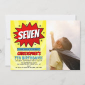 スーパーヒーロー漫画写真Any Age誕生日招待状 招待状 (正面)