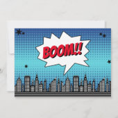 スーパーヒーロー漫画写真Any Age誕生日招待状 招待状 (裏面)