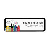 スーパーヒーロー漫画帳テーマアドレス ラベル (正面)