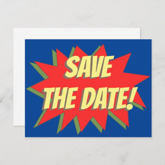 スーパーヒーロー漫画日付の保存 案内状 (正面/裏面)