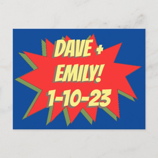 スーパーヒーロー漫画日付磁石を保存 ポストカード (正面)