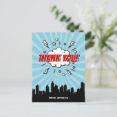 スーパーヒーロー漫画誕生日パーティーサンキューハガキ ポストカード (スタンド正面)